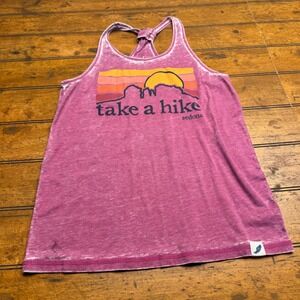Unwind by League Womens Tank‎ Top Sedona Take a Hike Graphic Print Pink Size L